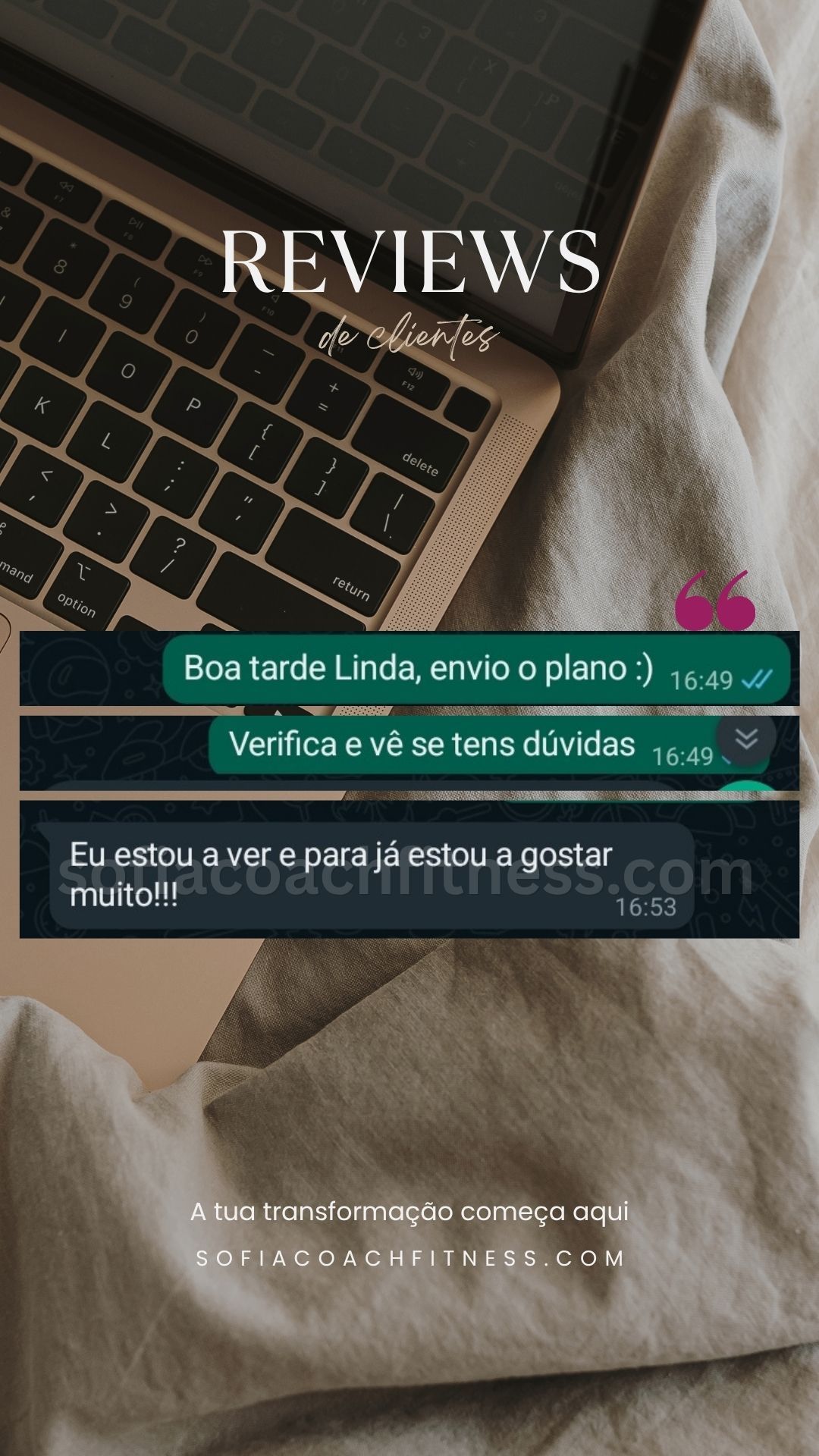 Mensagem real de WhatsApp com resultado de perda de peso e coaching fitness