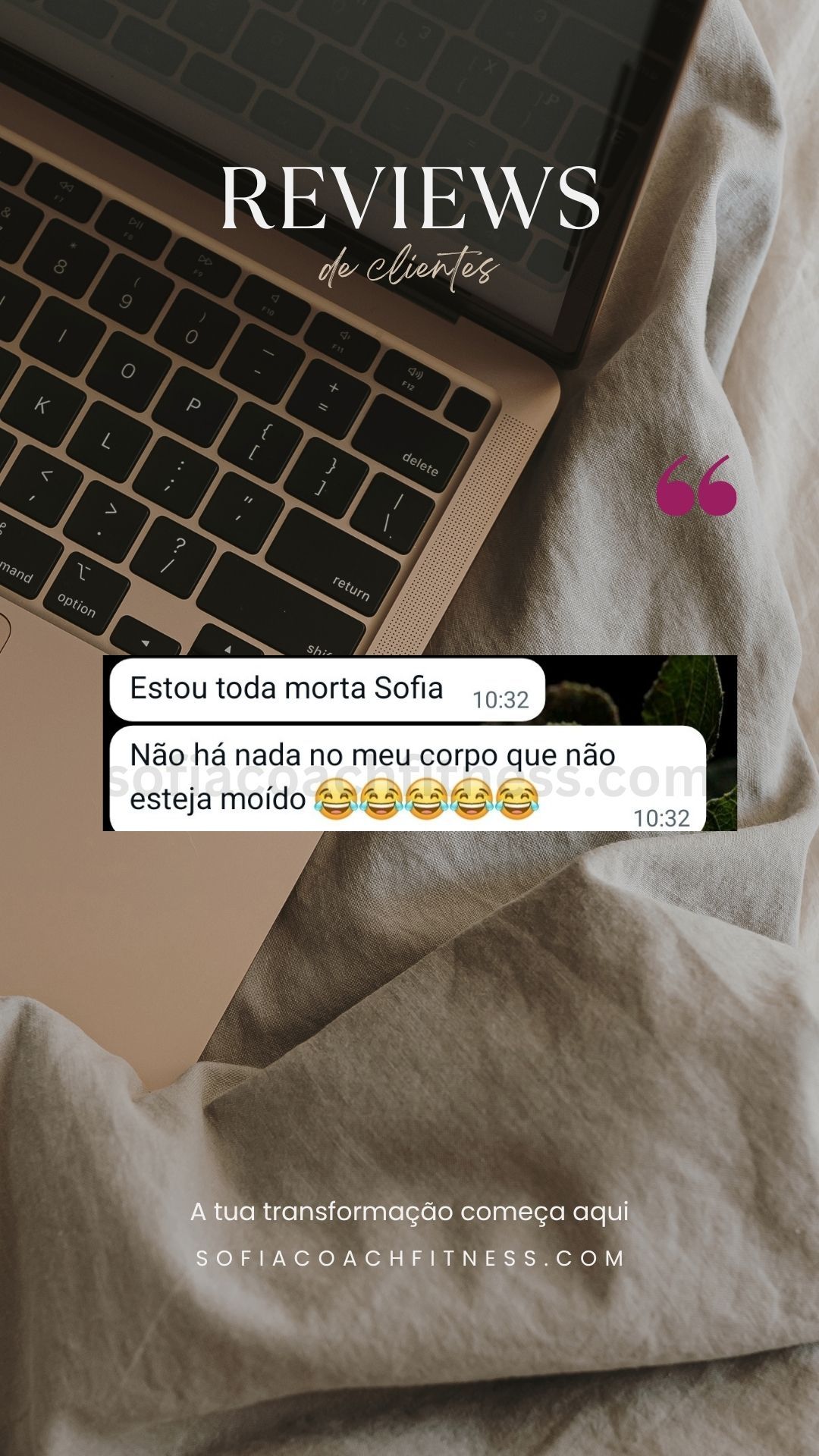 Feedback real de transformação física com coaching de treino e nutrição