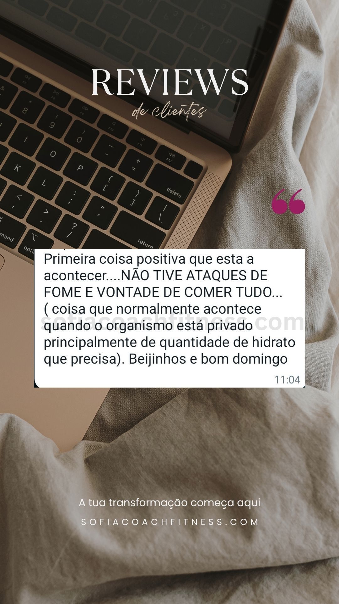 Mensagem de WhatsApp com evolução física através de plano de treino personalizado