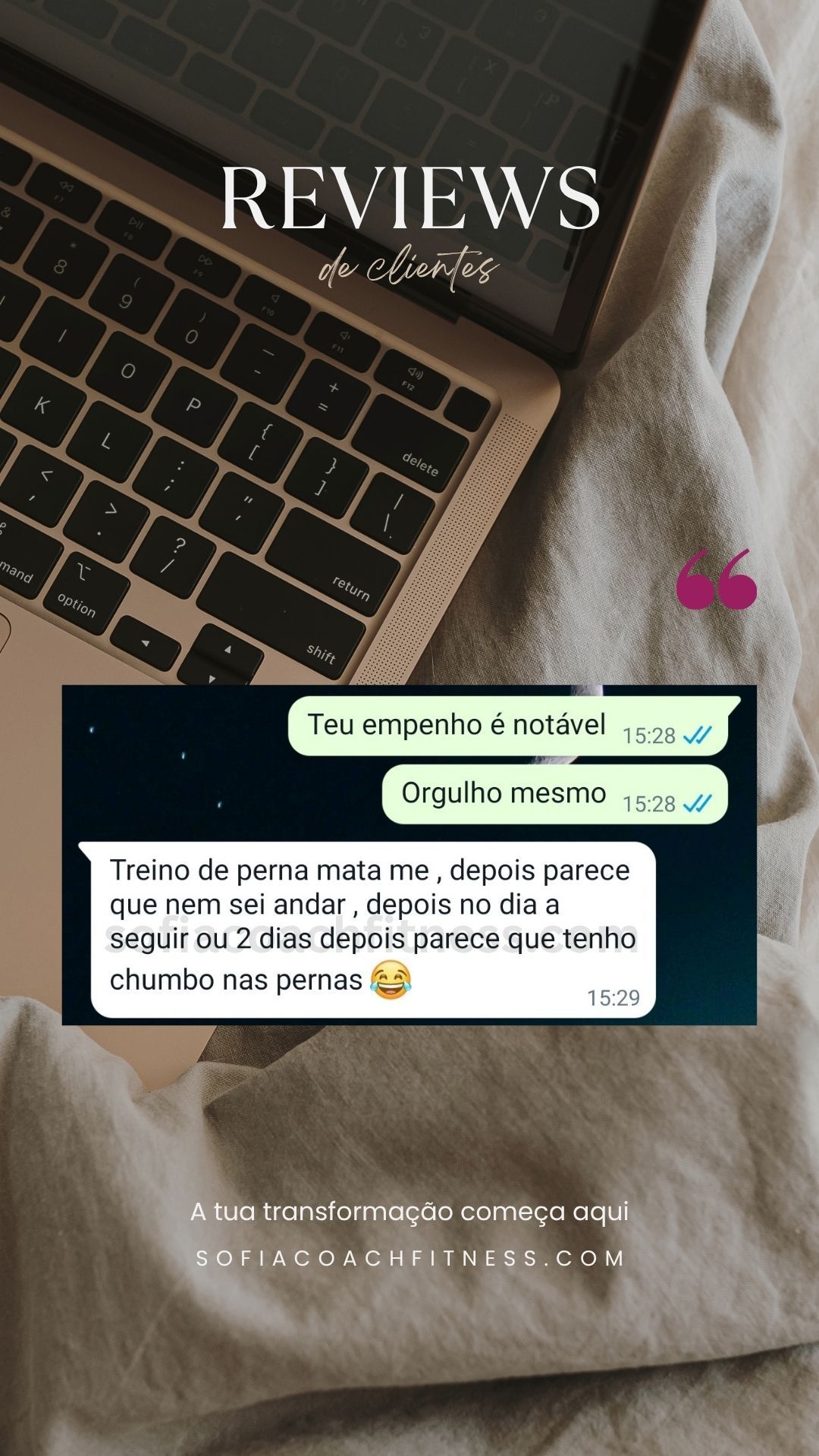 Feedback real de coaching fitness online com mudança corporal significativa