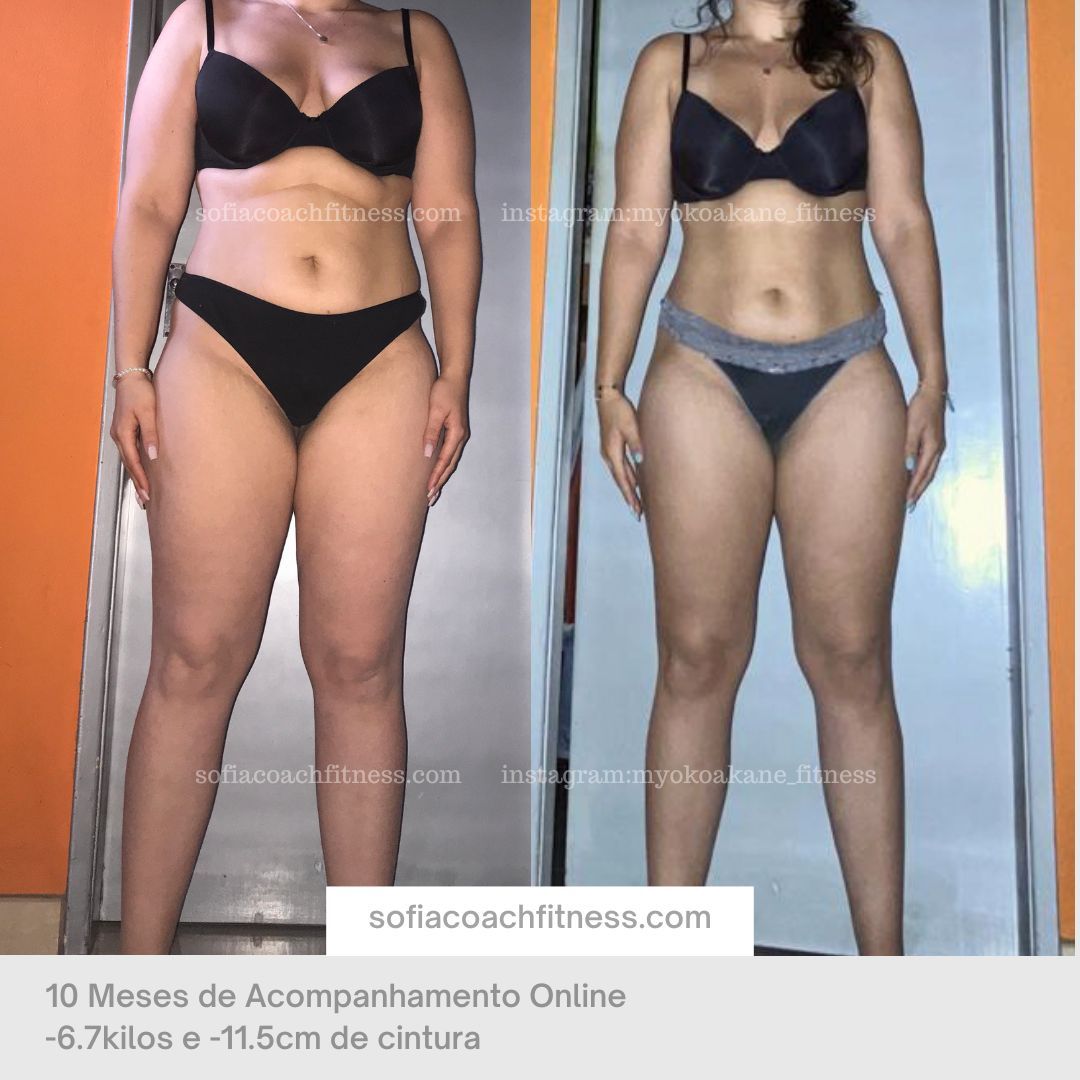 Antes e depois emagrecimento com acompanhamento online personalizado