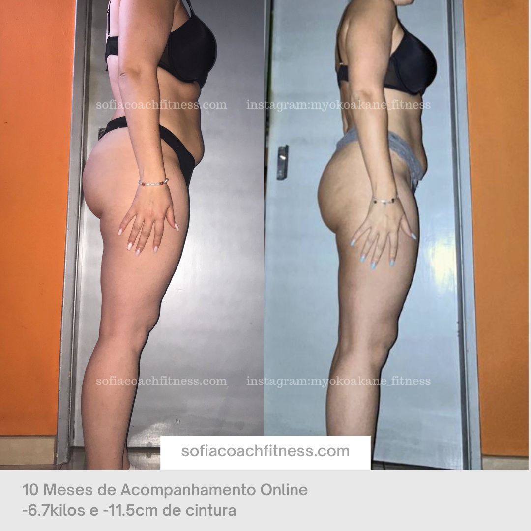 Evolução física emagrecimento com treino de força e acompanhamento online