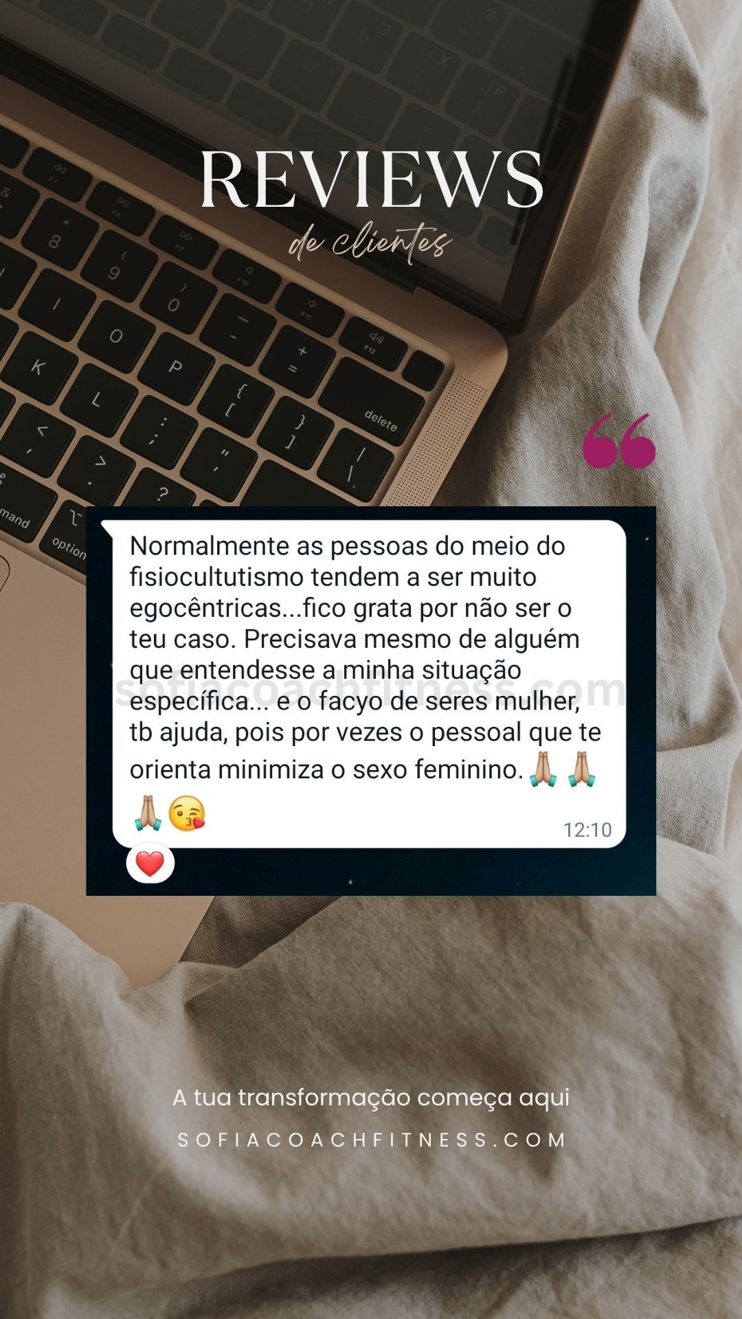 Cliente partilha evolução com plano de treino e nutrição online