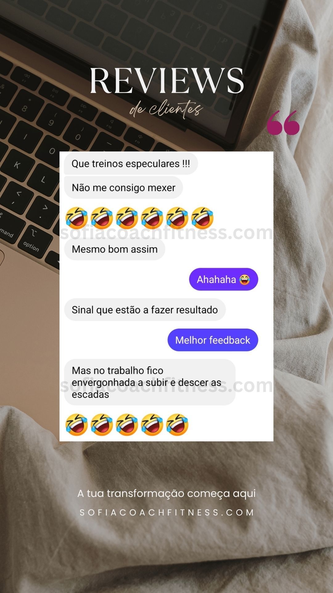 Mensagem de cliente com sucesso em perda de gordura e tonificação
