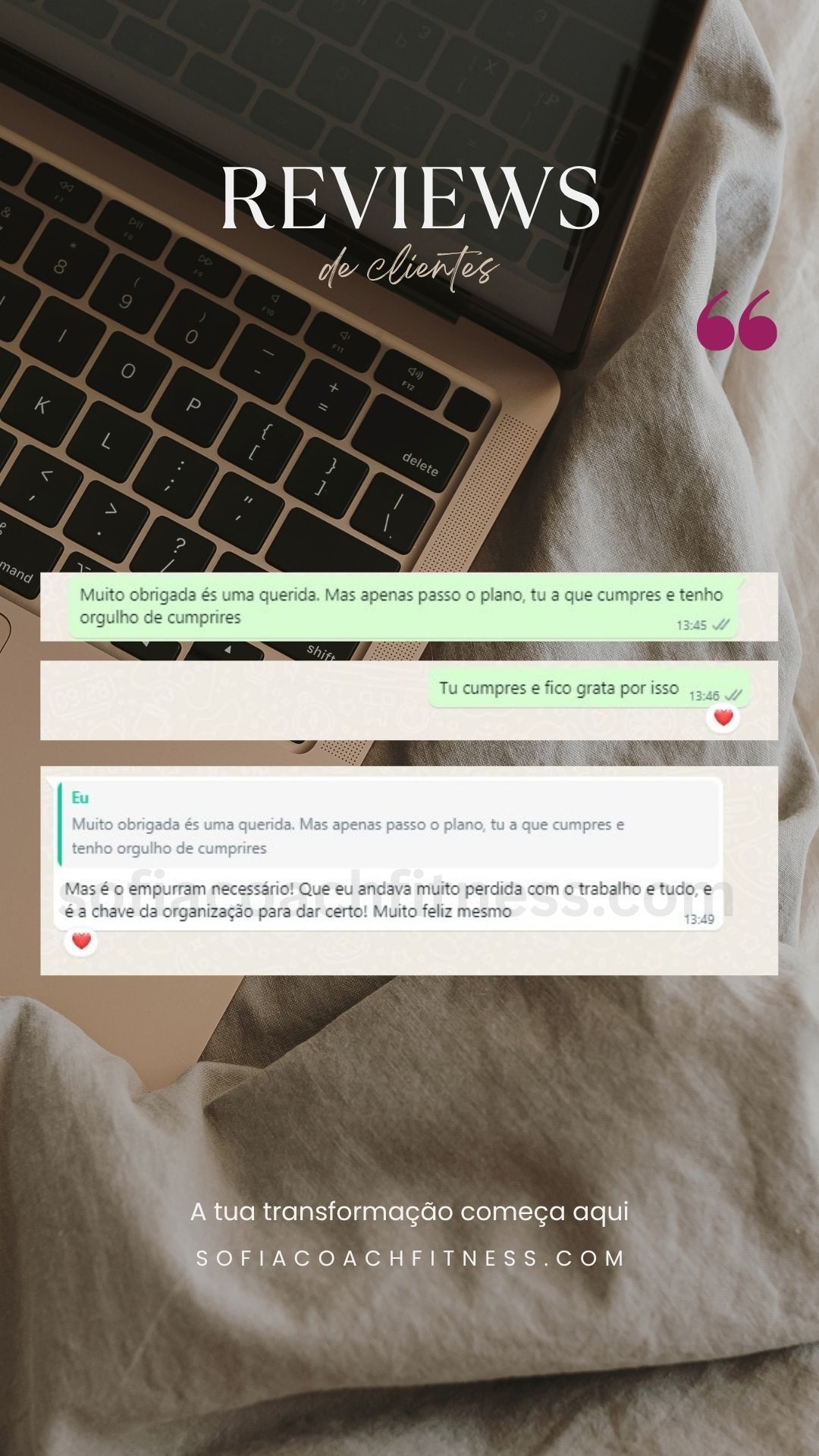 Cliente partilha resultados de treino e nutrição com acompanhamento online